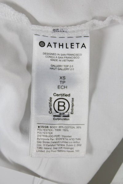 Athleta Womens White Basic Crew Neck Button Up Sweater Long Sleeve Size XS