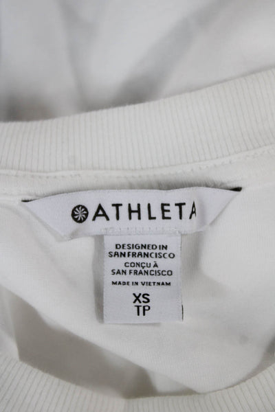 Athleta Womens White Basic Crew Neck Button Up Sweater Long Sleeve Size XS