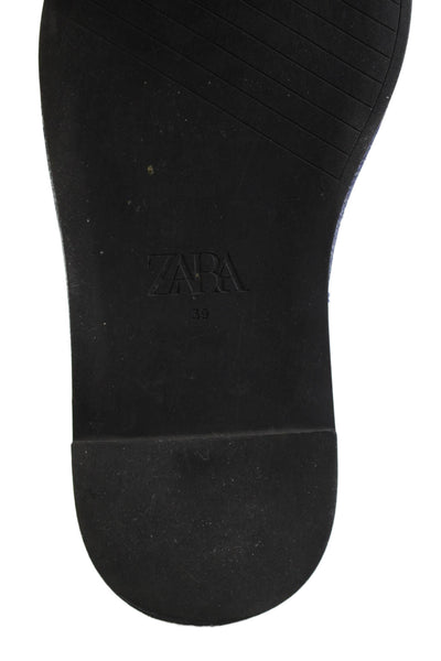 Zara Womens Denim Twist Knot Slide On Sandals Blue Size 39 9