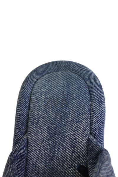 Zara Womens Denim Twist Knot Slide On Sandals Blue Size 39 9