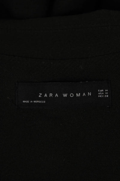 Zara Woman Women Overcoat Green Wool Collared Button Solid Army Size M