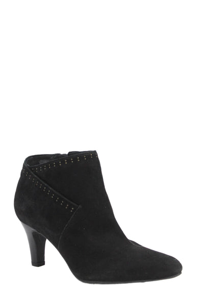 Clarks Women's Pointed Toe Suede Cone Heel Ankle Boots Black Size 6