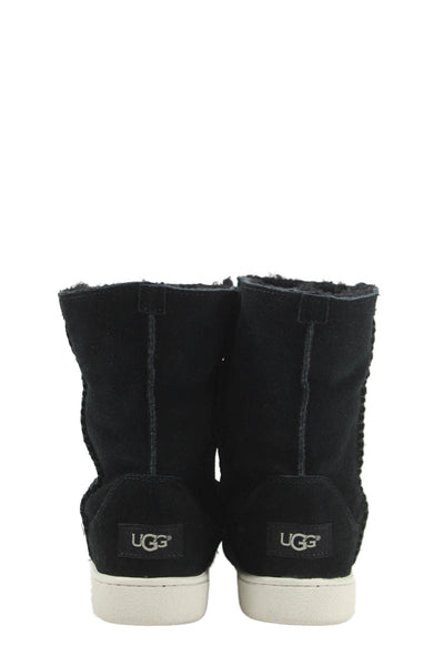 Ugg Women's Shearling Lined Pull-On Suede Rubber Sole Boots Black Size 6