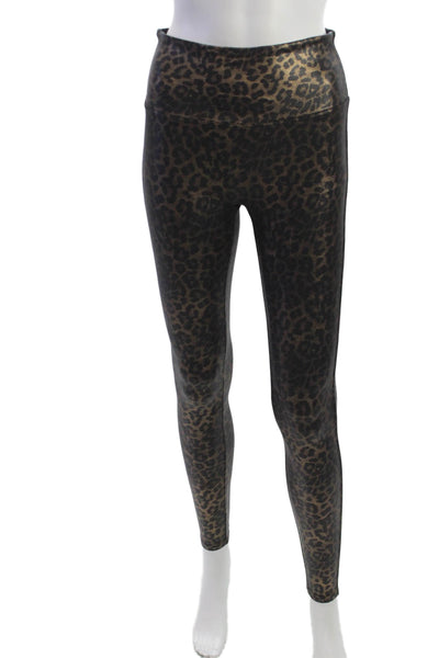 Spanx Women Ankle Jeggings Black Leopard Print Size M