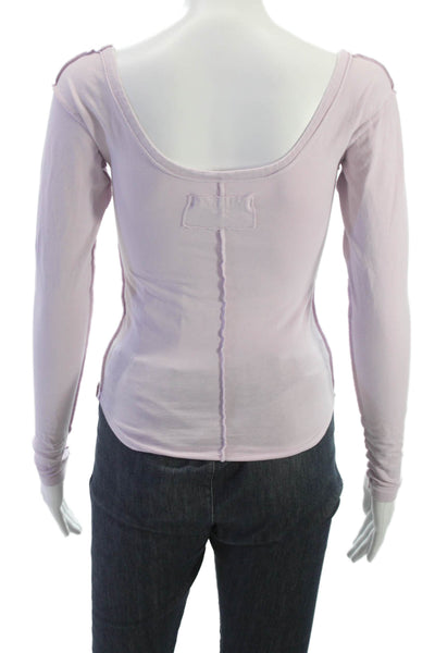 We The Free Womens Basic Square Neck Long Sleeve T-Shirt Pink Size XS