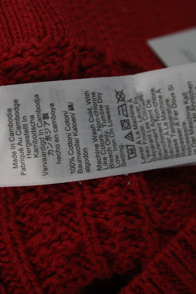 J Crew Unisex Red Cotton Crew Neck Pullover Sweater Long Sleeve Size 2XS