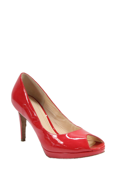 Cole Haan Womens Patent Leather Peep Toe Chelsea Pumps Red Size 10.5 B