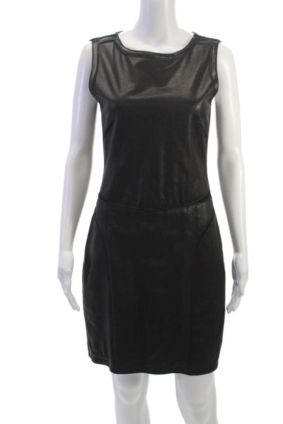 Theory Women Sheath Bodycon Dress Black Sleeveless Knee Length Zip Size 8