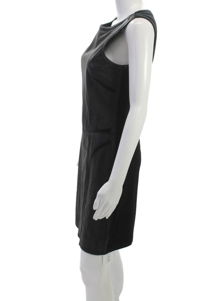 Theory Women Sheath Bodycon Dress Black Sleeveless Knee Length Zip Size 8