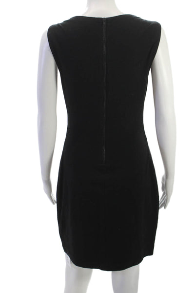 Theory Women Sheath Bodycon Dress Black Sleeveless Knee Length Zip Size 8