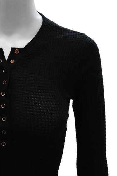 Intimately Free People Women Cropped Button-Up Black Long Sleeve Top Size XS