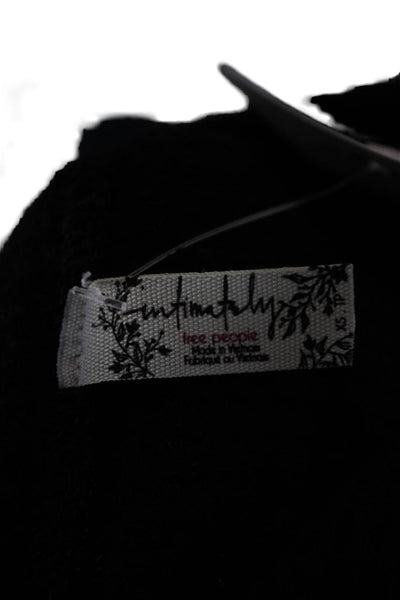 Intimately Free People Women Cropped Button-Up Black Long Sleeve Top Size XS