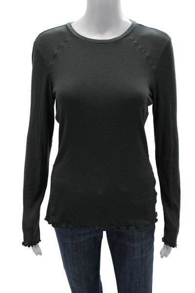 Zella Women Basic Long Sleeve T-Shirt Dark Gray Crew Neck Tencel Size XS