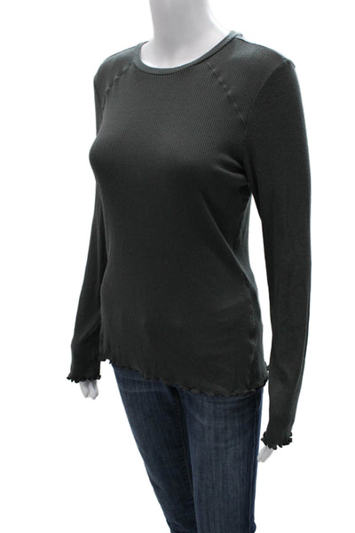 Zella Women Basic Long Sleeve T-Shirt Dark Gray Crew Neck Tencel Size XS