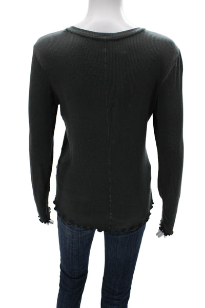 Zella Women Basic Long Sleeve T-Shirt Dark Gray Crew Neck Tencel Size XS