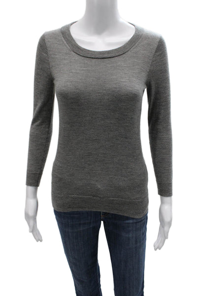 J Crew Unisex Gray Merino Wool Crew Neck Pullover Sweater Size XS