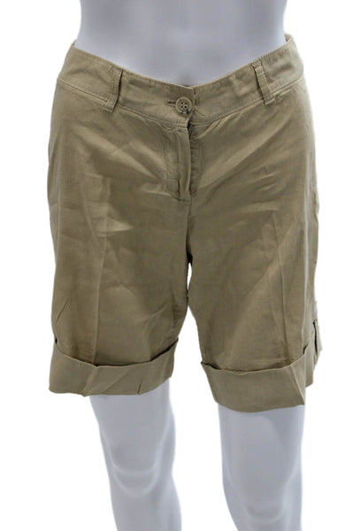 Theory Unisex Bermuda Chino Shorts Beige Linen Viscose Blend Size 00