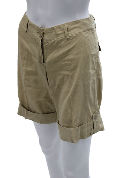 Theory Unisex Bermuda Chino Shorts Beige Linen Viscose Blend Size 00