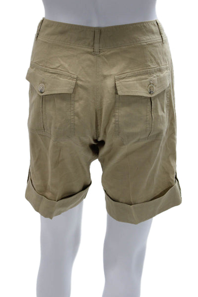 Theory Unisex Bermuda Chino Shorts Beige Linen Viscose Blend Size 00