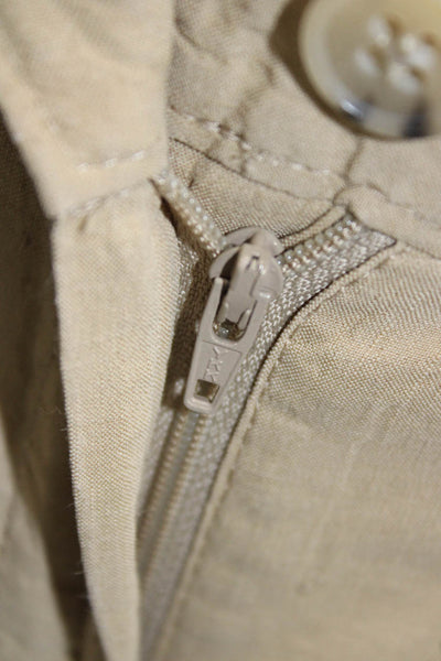 Theory Unisex Bermuda Chino Shorts Beige Linen Viscose Blend Size 00