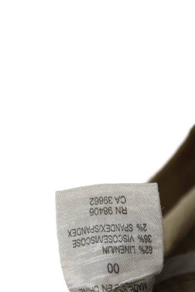 Theory Unisex Bermuda Chino Shorts Beige Linen Viscose Blend Size 00