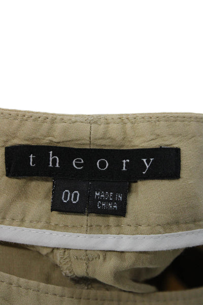 Theory Unisex Bermuda Chino Shorts Beige Linen Viscose Blend Size 00