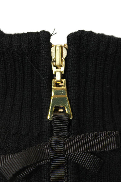 Milly Women Sweater Dress Black Short Sleeve Mock Neck Wool Cashmere Size S