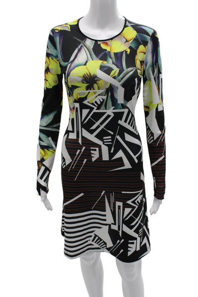 Clover Canyon Women Bodycon Dress Black Long Sleeve Round Neck Size S