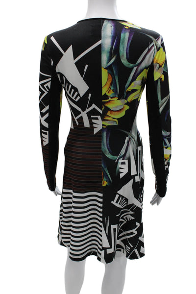 Clover Canyon Women Bodycon Dress Black Long Sleeve Round Neck Size S