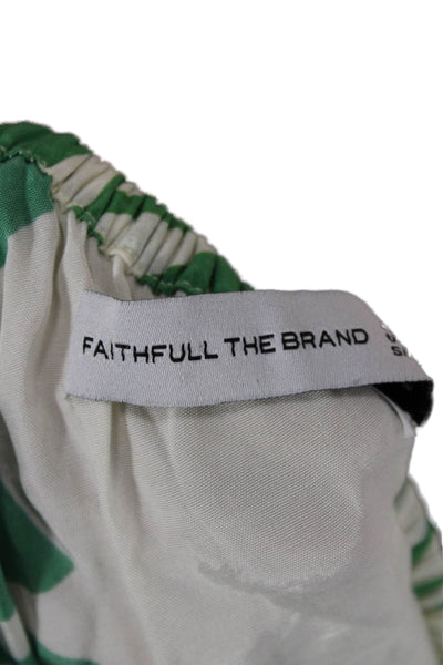 Faithfull The Brand Womens Kaftan Maxi Dress Green Floral Viscose Beach Size 2