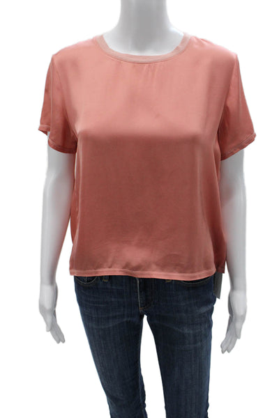 Nation LTD Womens Basic Pink Viscose Round Neck Short Sleeve T-Shirt Size S