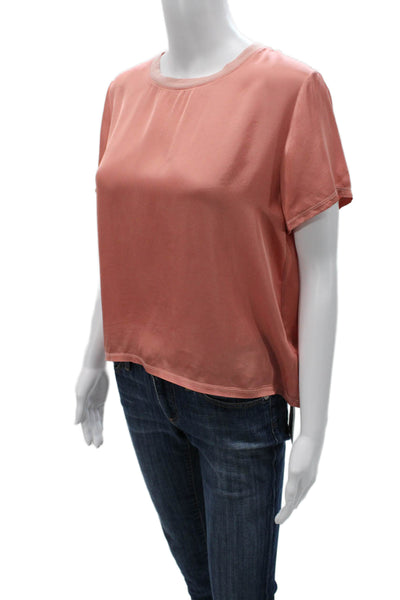 Nation LTD Womens Basic Pink Viscose Round Neck Short Sleeve T-Shirt Size S