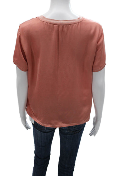 Nation LTD Womens Basic Pink Viscose Round Neck Short Sleeve T-Shirt Size S