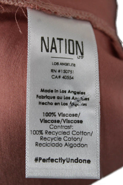 Nation LTD Womens Basic Pink Viscose Round Neck Short Sleeve T-Shirt Size S