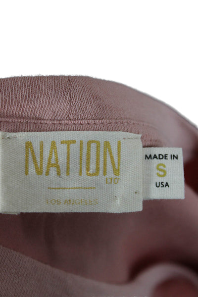 Nation LTD Womens Basic Pink Viscose Round Neck Short Sleeve T-Shirt Size S