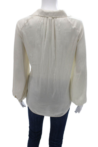 Grade & Gather Women Collared Button Up Blouse Beige Long Sleeve Size S