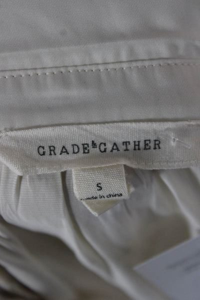 Grade & Gather Women Collared Button Up Blouse Beige Long Sleeve Size S