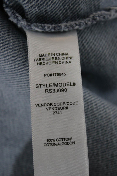 Splendid Womens Light Blue Cotton Collared Button Long Sleeve Blazer Size L