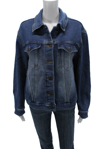 Z Supply Women Blue Collared Button Long Sleeve 90s Cotton Jacket Size M
