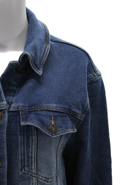 Z Supply Women Blue Collared Button Long Sleeve 90s Cotton Jacket Size M