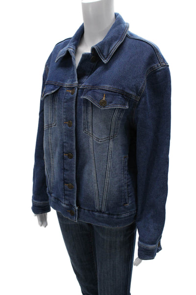 Z Supply Women Blue Collared Button Long Sleeve 90s Cotton Jacket Size M