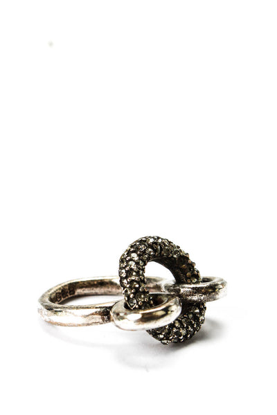 Giles & Brother Womens Silver Tone Rhinestone Circle Top Ring Sz 5.5