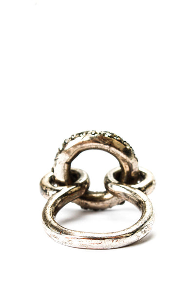 Giles & Brother Womens Silver Tone Rhinestone Circle Top Ring Sz 5.5