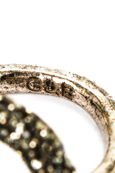 Giles & Brother Womens Silver Tone Rhinestone Circle Top Ring Sz 5.5