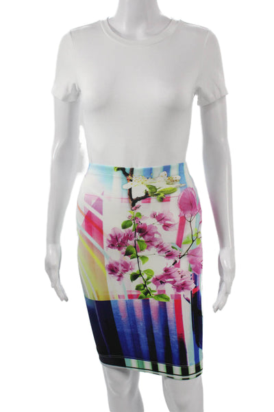 Clover Canyon Womens Straight Pencil Skirt Blue Floral Polyester Knee Size XS