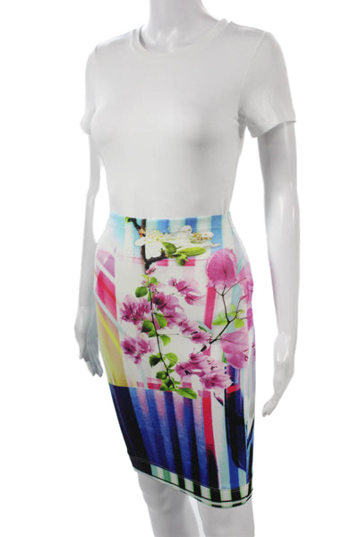 Clover Canyon Womens Straight Pencil Skirt Blue Floral Polyester Knee Size XS