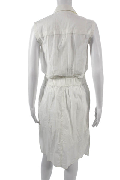Helmut Lang Womens Shirt Dress White Sleeveless Collared Buckle Size 0