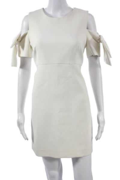 Milly Womens White Cotton Shift Mini Dress Tie Crew Neck Size 6