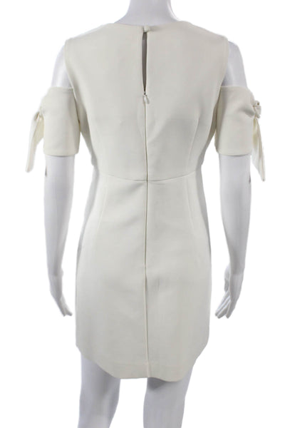 Milly Womens White Cotton Shift Mini Dress Tie Crew Neck Size 6