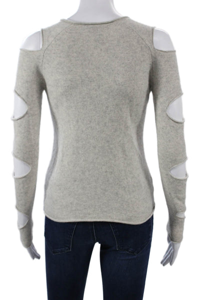 Aqua Cashmere Women Gray Cashmere V Neck Pullover Sweater Long Sleeve Size XS
